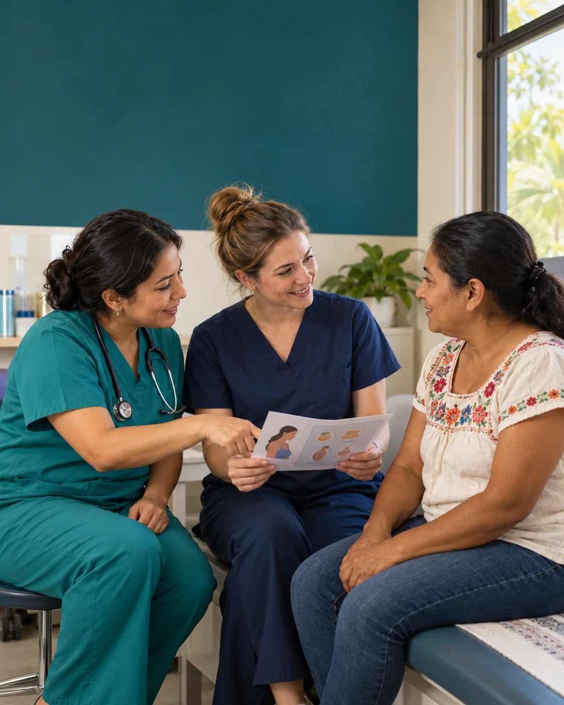 Illustrative conversation between clinicians and an adult patient
